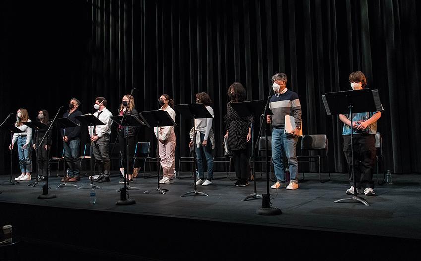 Student choir on stage 