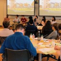 Students sitting in a conference 