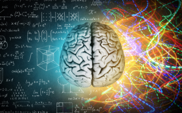 Human Brain set on a backdrop of mathematical equations and neon colored circuitry lines. Trifonov_Evgeniy_Getty Images via Canva Enterprise