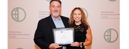 Photo of IEDC Award Recipients Jim Spencer and Trish Kalbas-Schmidt 