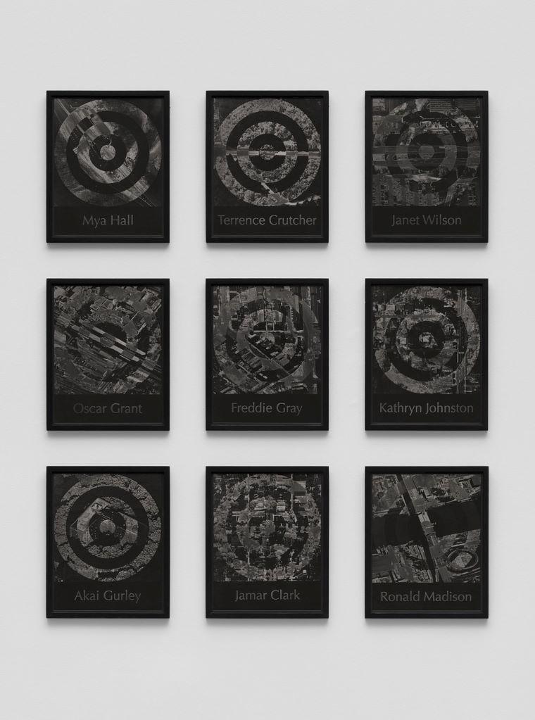 Nine squares of artwork by Jonathan Calm