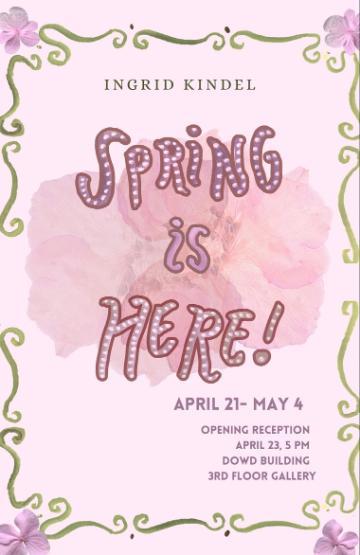 Text spring is here with flowers