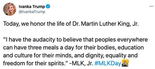 Screenshot of Ivanka Trumps tweet