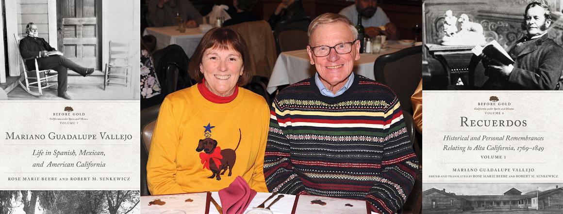 Rose Marie Beebe and Robert M Senkewicz with covers of their new 2-book series