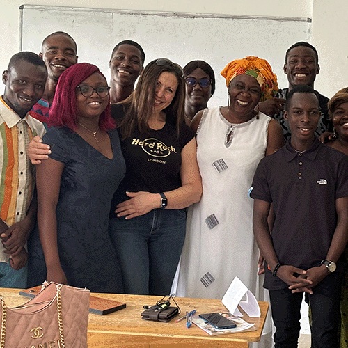 Jimia Boutouba in the Ivory Coast classroom group photo