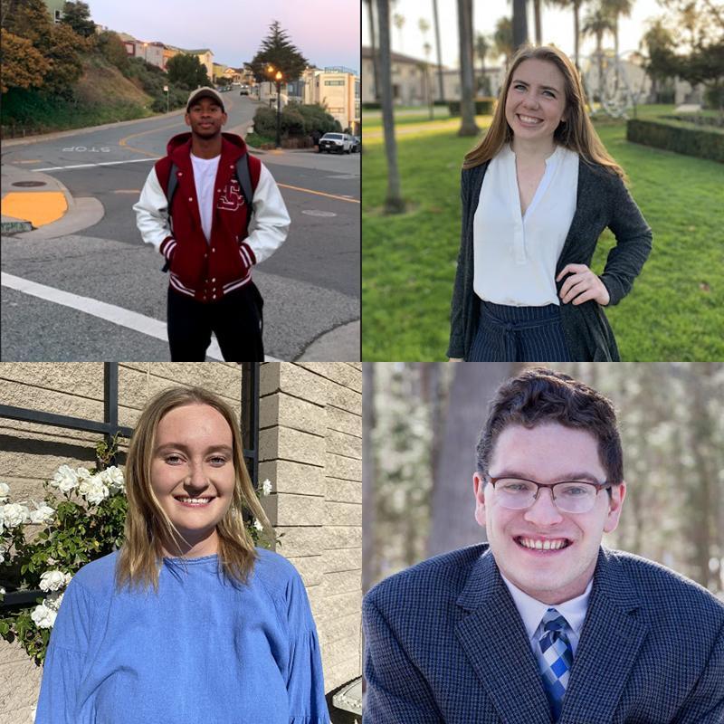 Collage of four students, Terrell Smith, Blair Huxman, Ally Cepukenas, and Liam Abbate