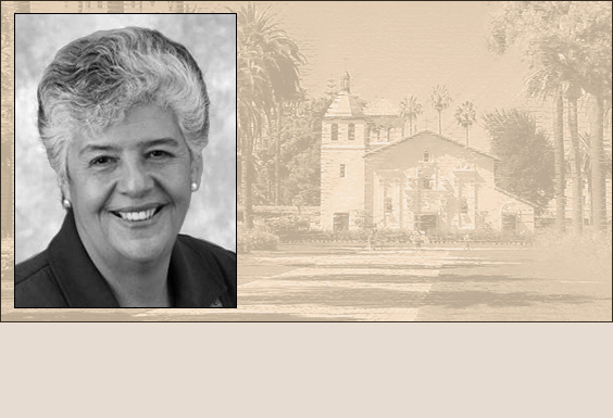 An image of a person and a vintage building in the background.