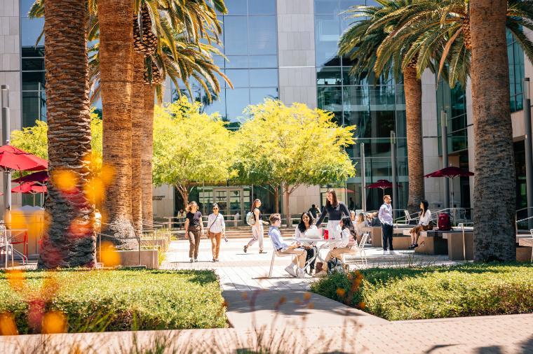 Students around admission building