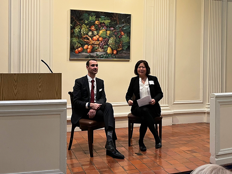 Q&A session - Hon. Michael Rhoads and Political Science Professor Elsa Chen.