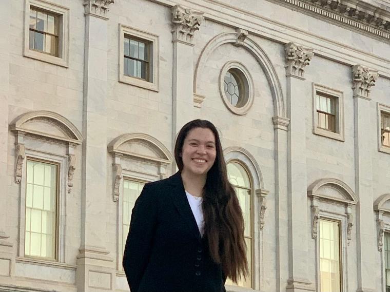 Ariana Yamasaki with the U.S. Capitol in the background.