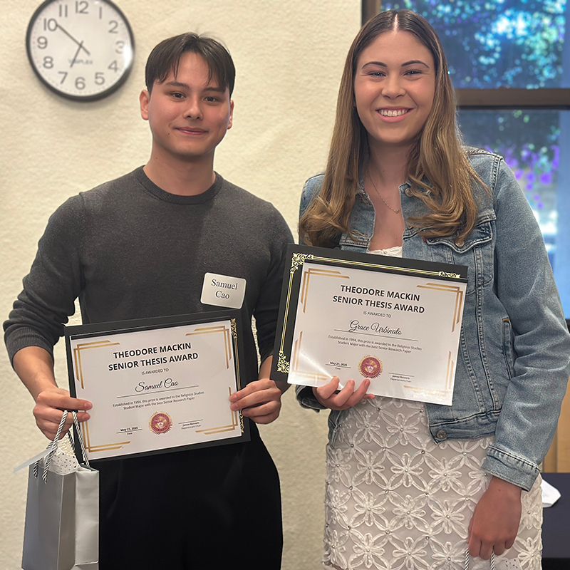 Samuel Cao and Grace Urbinato - 2025 Theodore Mackin, S.J. Award Winners