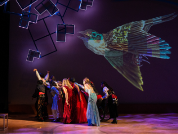 overhead a skylark called performers on stage at Mayer Theatre. Credit: Christian Pizzirani
