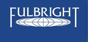 Fulbright logo on a blue background