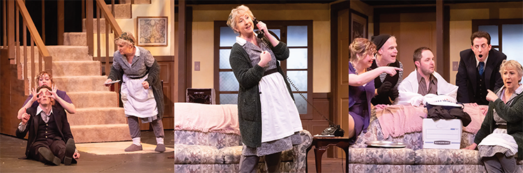 Collage of 3 photos  by Scott Lasky from Palo Alto Players production of 