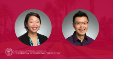 Two headshots with text 