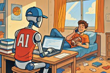 AI, student, school, college, homework, LLM, chatbot, chatgpt,, cheating, youth, assignment, essay. Generated with AI by ZeNpUsS via Adobe Stock.