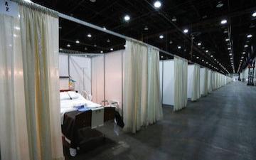 makeshift hospital ward for isolation of overflow Covid-19 patients