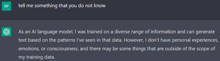 Image 6: ChatGPT explains what it does not know.