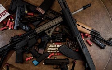 A stockpile of guns and ammunition.