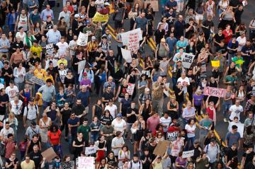 People gather in protest