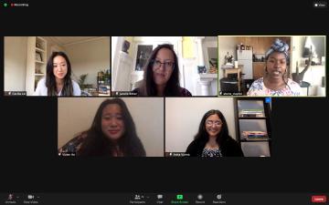 Virtual meeting titled 'Asian American Solidarity Workshop' with six participants on screen.