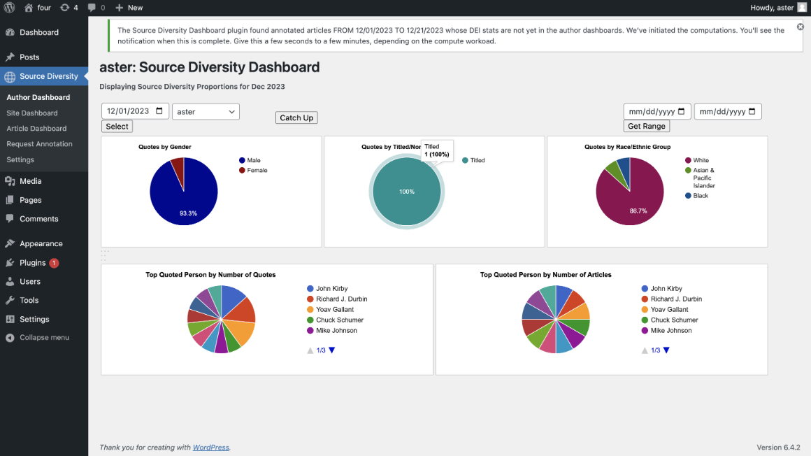 Source Diversity Dashboard: Catchup feature to compute aggregate stats
