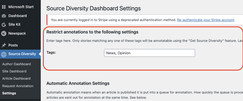 Source Diversity Dashboard Restrict Annotations Wordpress tag. Photo credit: Wisconsin Watch, Coburn Dukehart