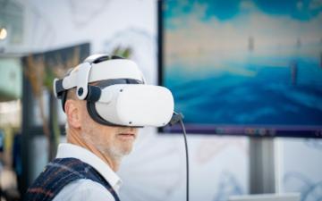 A man wearing a virtual reality headset.
