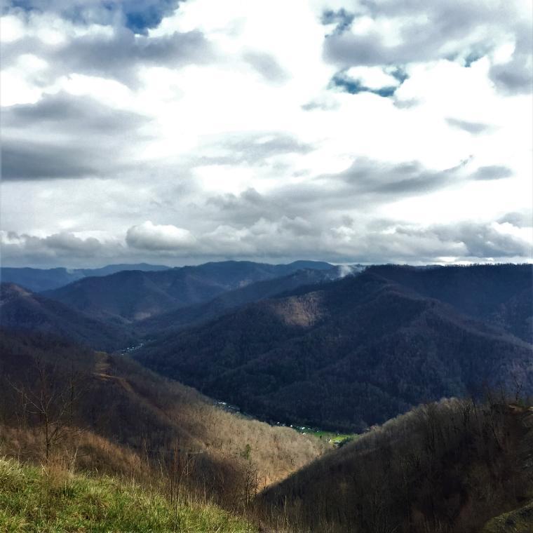 Mountain range in Appalachia under a cloudy sky.