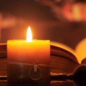Candle and book