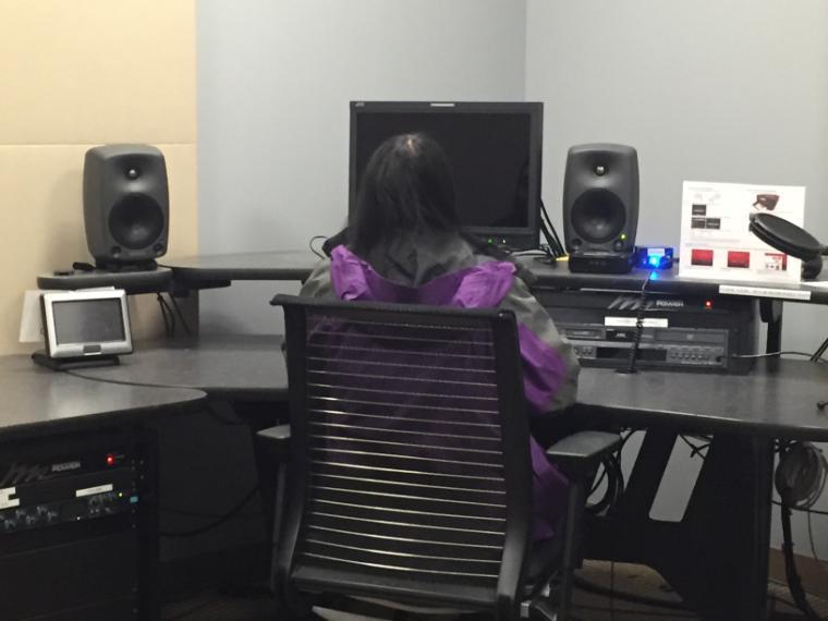 student at edit station