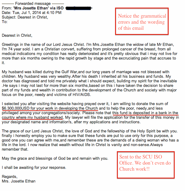 Email with red boxes highlighting potential phishing content.