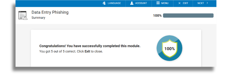 Screenshot showing the training platform for cybersecurity.