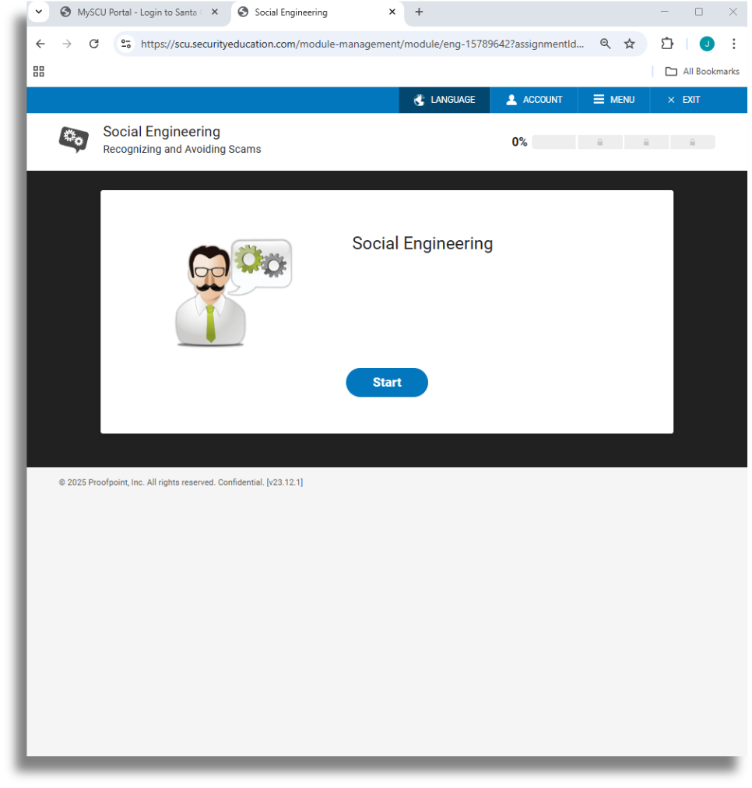 Screenshot showing the training platform for cybersecurity.