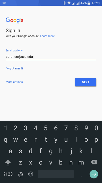 Screenshot account username entry