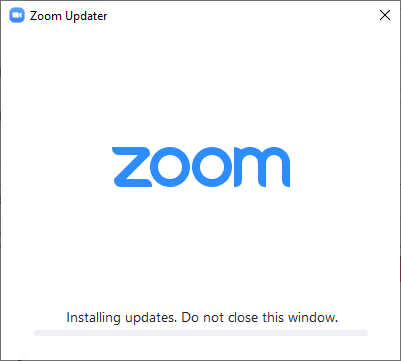 Alt text: Zoom update window with the message 