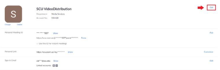 edit profile settings in Zoom