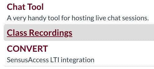 select class recordings as external tool in Camino