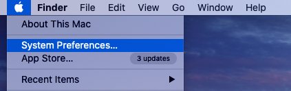Apple icon menu on macOS showing 