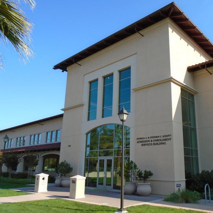 Schott Administration building on campus. 