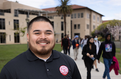 Ryan Taylan '22 outside Lucas Hall.
