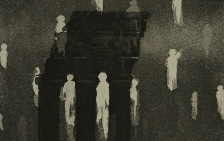 Black and gray image from Mazur Canto art exhibit