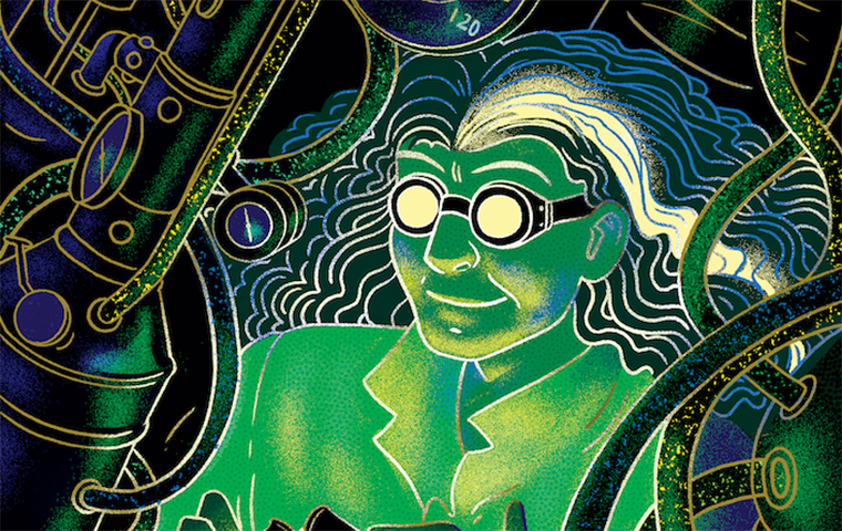 Illustration of Woman Scientist in laboratory 