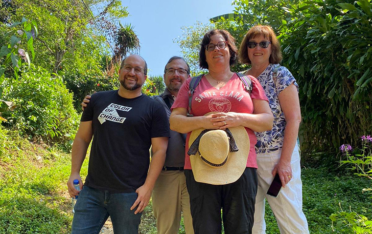 Woman making jewelry from fallen graffiti flakes