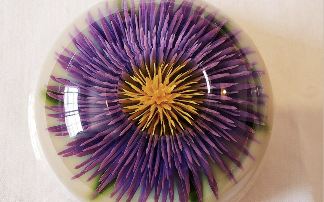 Gelatin dessert with flower design inside