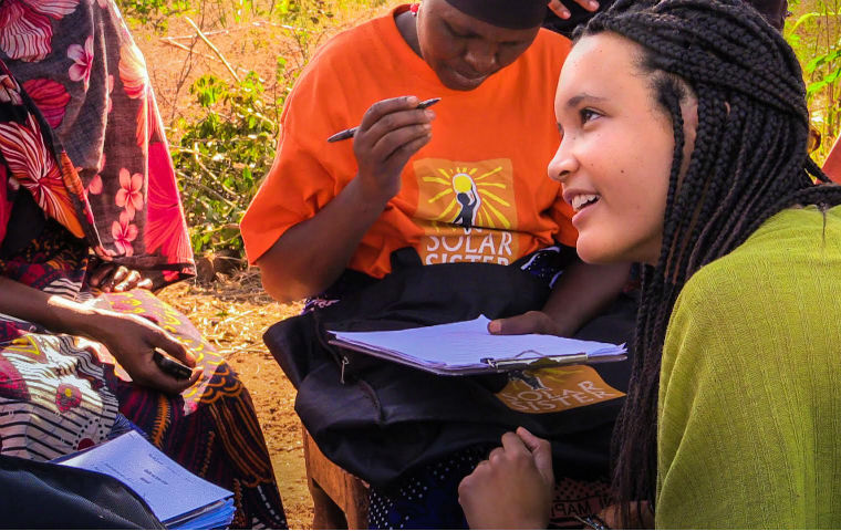 Student Lindsey Allen, Fulbright winner, at Solar Sister GSBF  image link to story