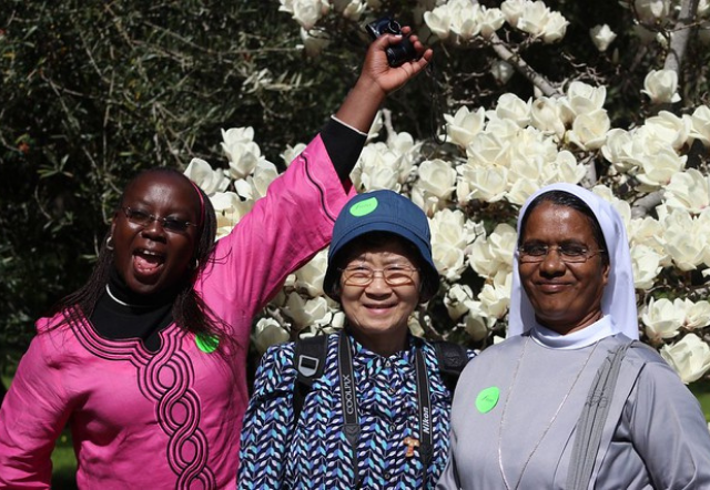 Three SCU students who received the Religious Women Scholarship 