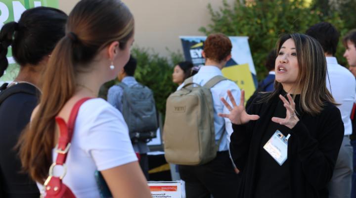 Students from the Leavey School of Business meeting with accounting firms 