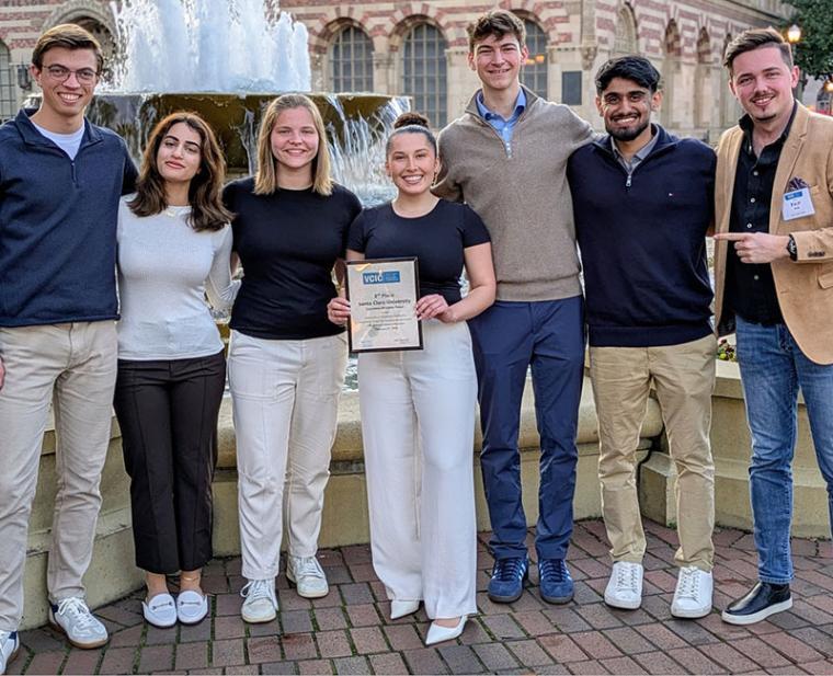 Students at VCIC Competition Holding Up 3rd Place Award 