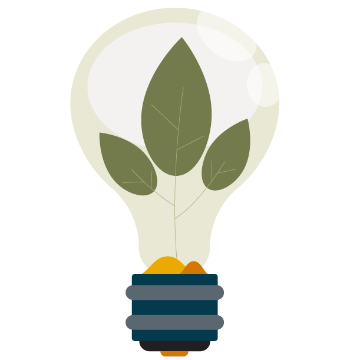 Alt text: Lightbulb with green leaves inside it.